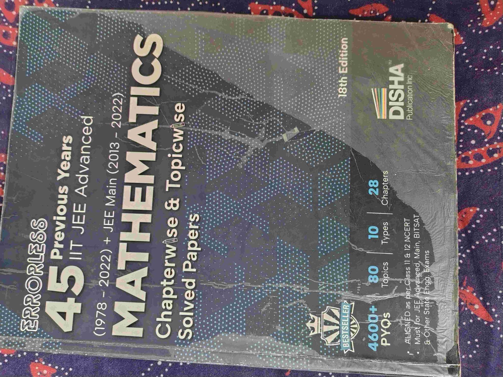 45 years-JEE Mains+Adv-PYQs-Maths-Errorless-Disha - Second Hand - Bookaao