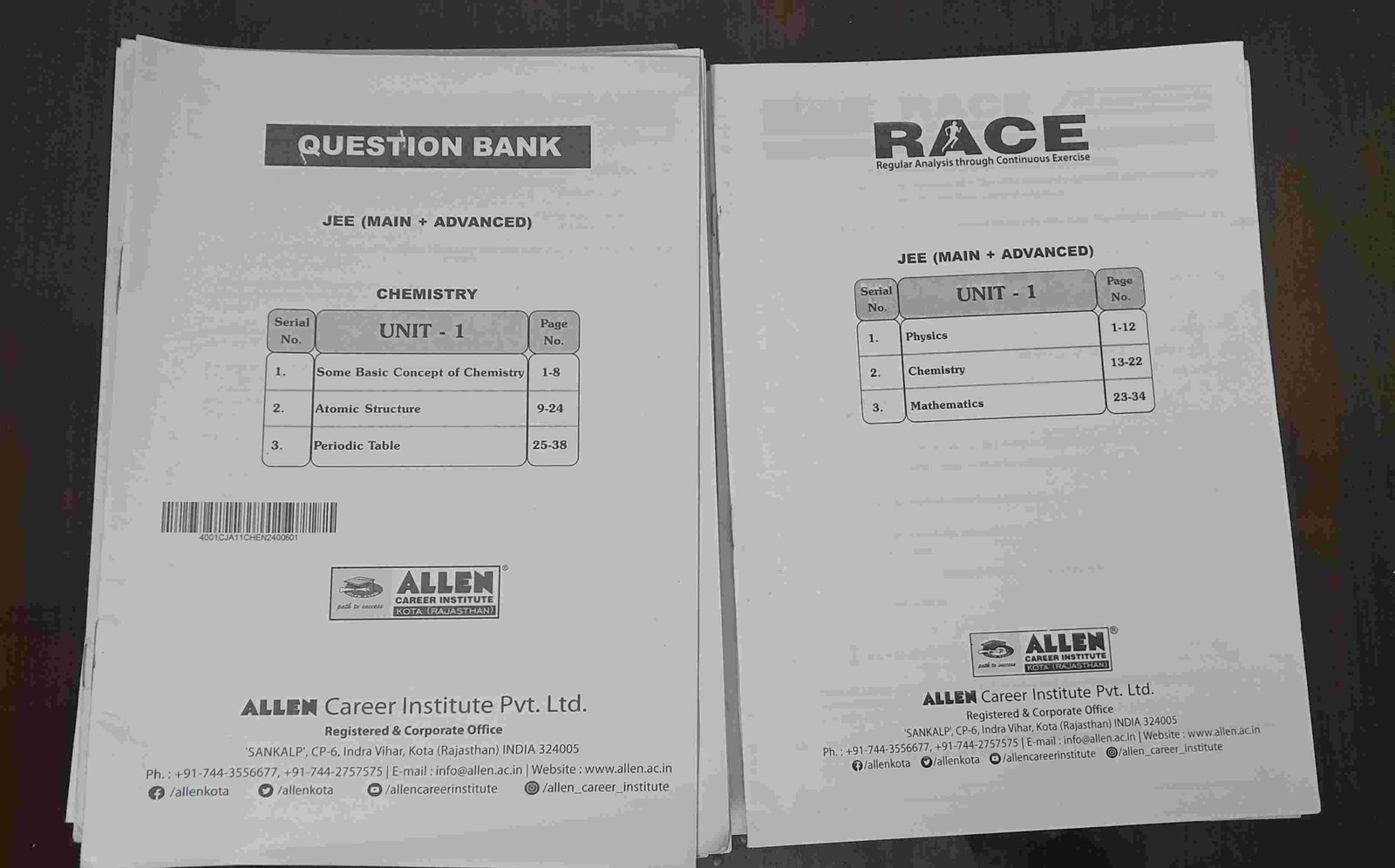 ALLEN Class 11 JEE(Main+Adv) Race+ Question bank - Second Hand - Bookaao