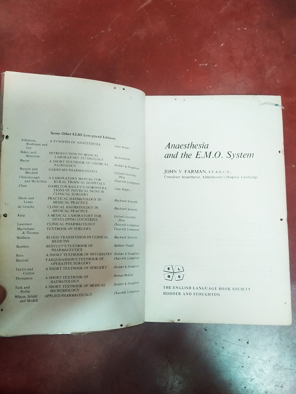 Anaesthesia and the E. M. O system - Second Hand - Bookaao