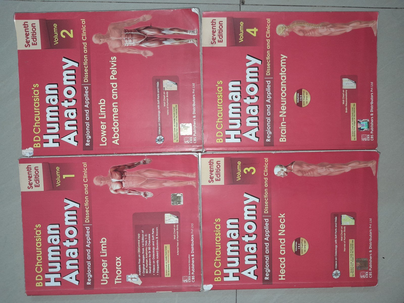 B.D Chaurasia Human Anatomy 7th Ed. Volume 1 to 4 - Second Hand - Bookaao
