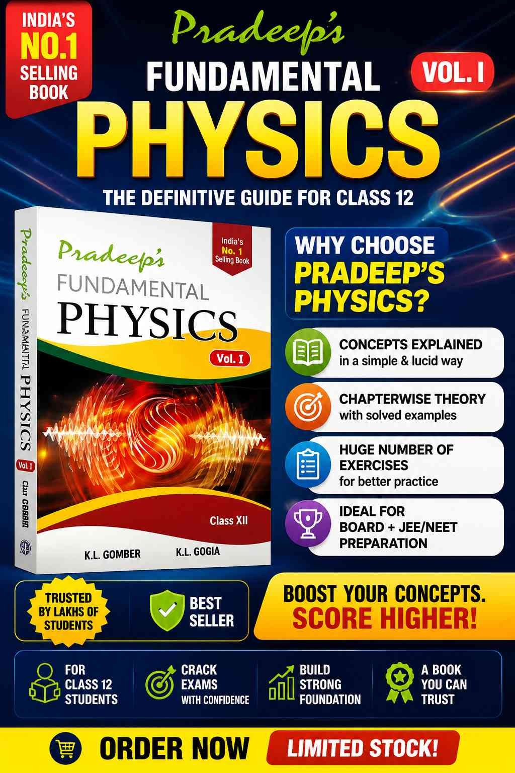 Pradeep's Fundamental Physicss Book Vol.1 class12 — Special Offer — Bookaao