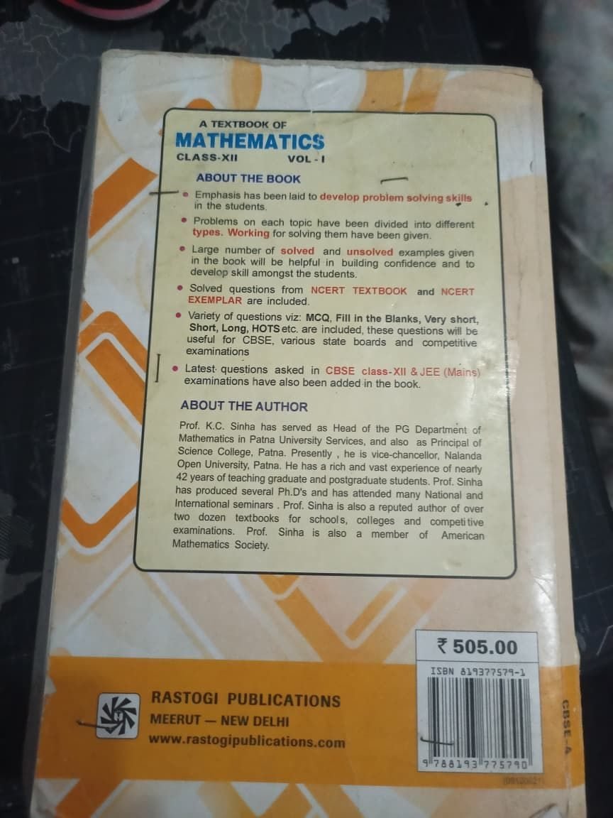 kc sniha maths class 12 — Special Offer — Bookaao