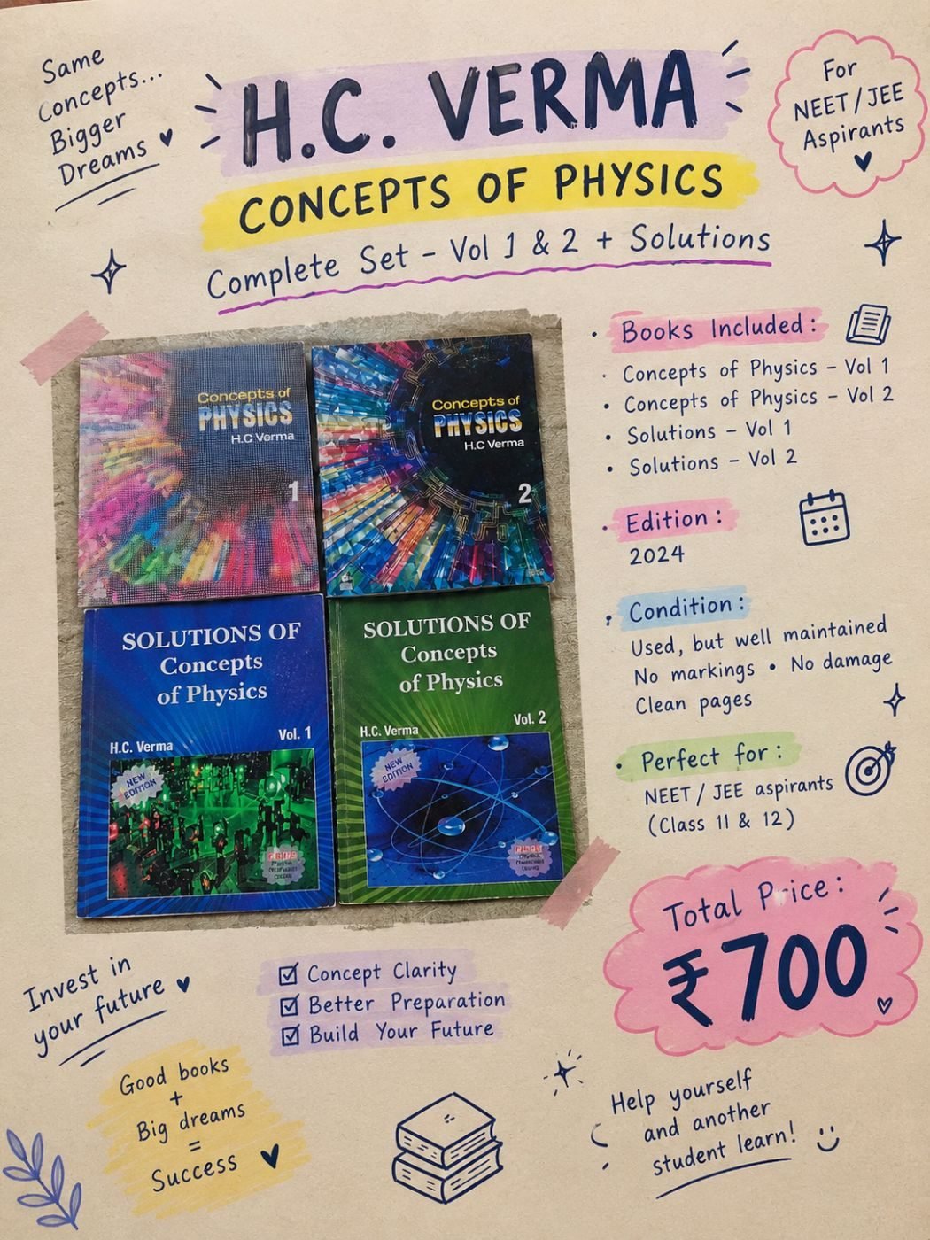 HC Verma Physics for class 11&amp;12 with solutions — Special Offer — Bookaao