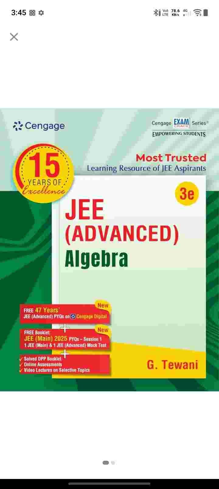 CENGAGE JEE ADVANCED  ALGEBRA - New Book - Bookaao