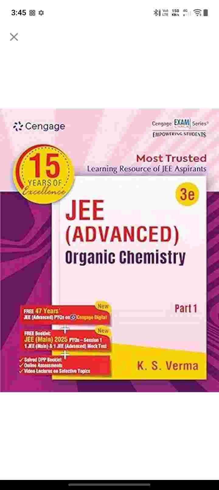 CENGAGE JEE ADVANCED ORGANIC CHEMISTRY PART 1 - New Book - Bookaao