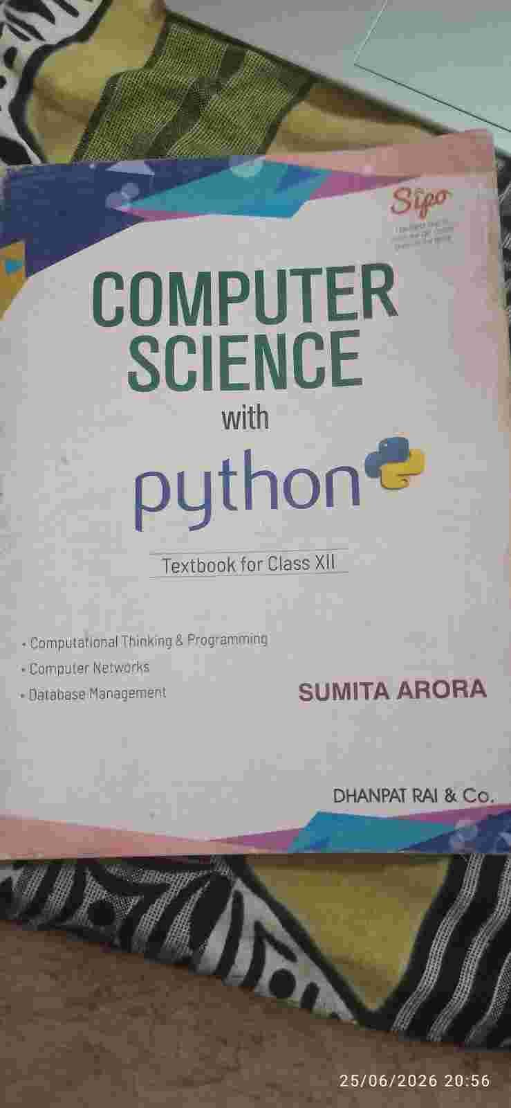 Buy Second Hand COMPUTER SCIENCE WITH PYTHON (SUMITA ARORA) 12TH in jalalabad shajhanpur - Bookaao