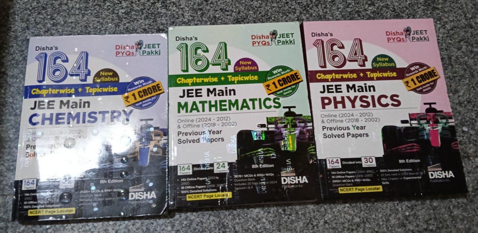 Disha 164 JEE MAIN PYQ Books Set of 3 - New Book - Bookaao