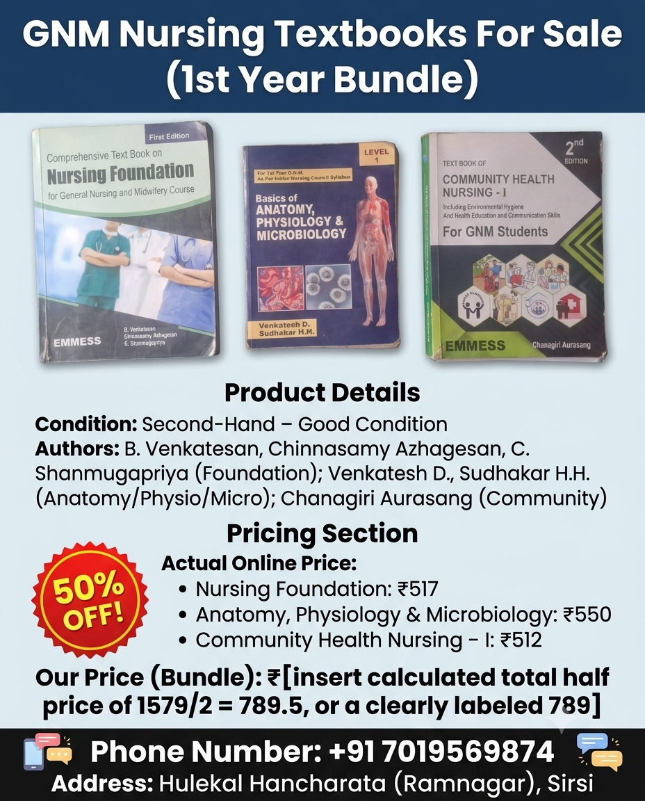 GNM Nursing Textbooks 1st year for sale ,50% off ! - Second Hand - Bookaao