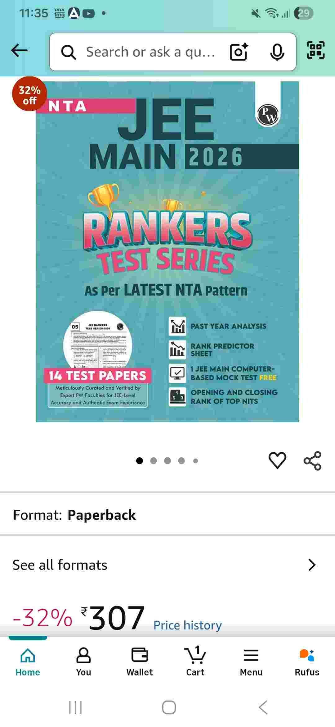 JEE MAINS 2026 RANKERS TEST SERIES PHYSICS WALLAH - Second Hand - Bookaao