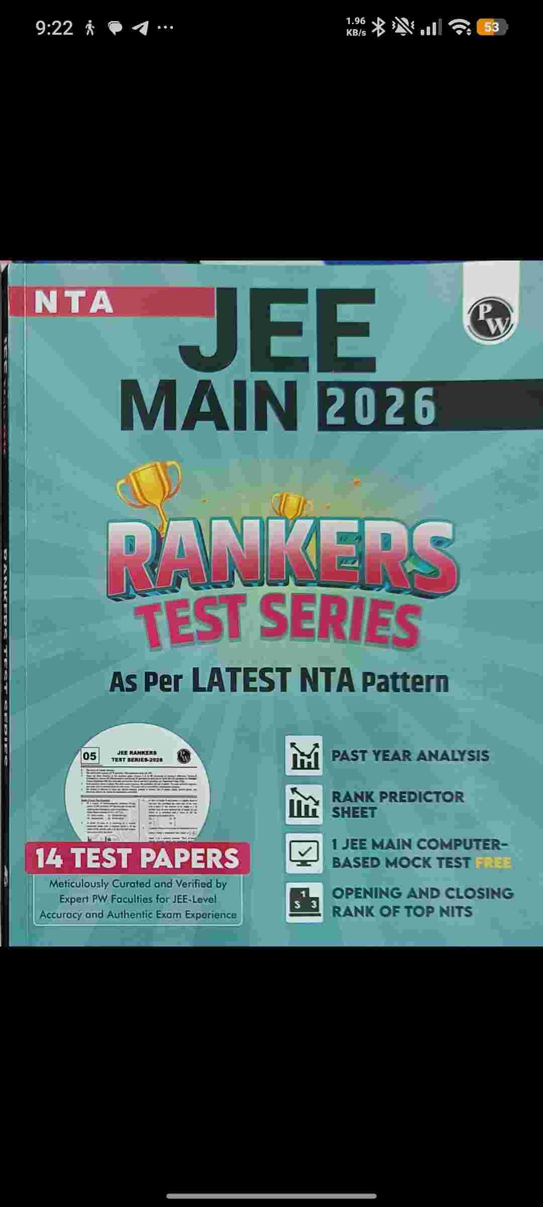 Jee mains rankers test series 2026 - New Book - Bookaao