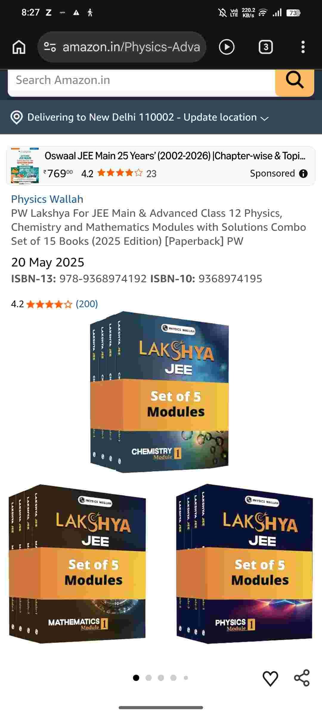 Physics wallah lakshay jee modules - Second Hand - Bookaao