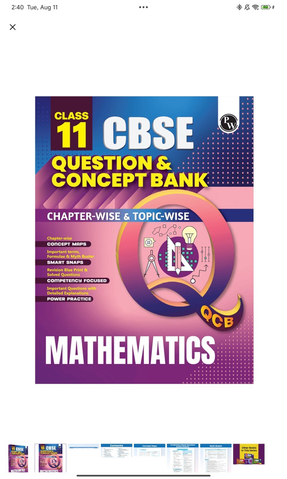 Buy Second Hand Pw cbse concept and questions bank class 11 maths in Mirzapur kachhwa bazar chunar road - Bookaao