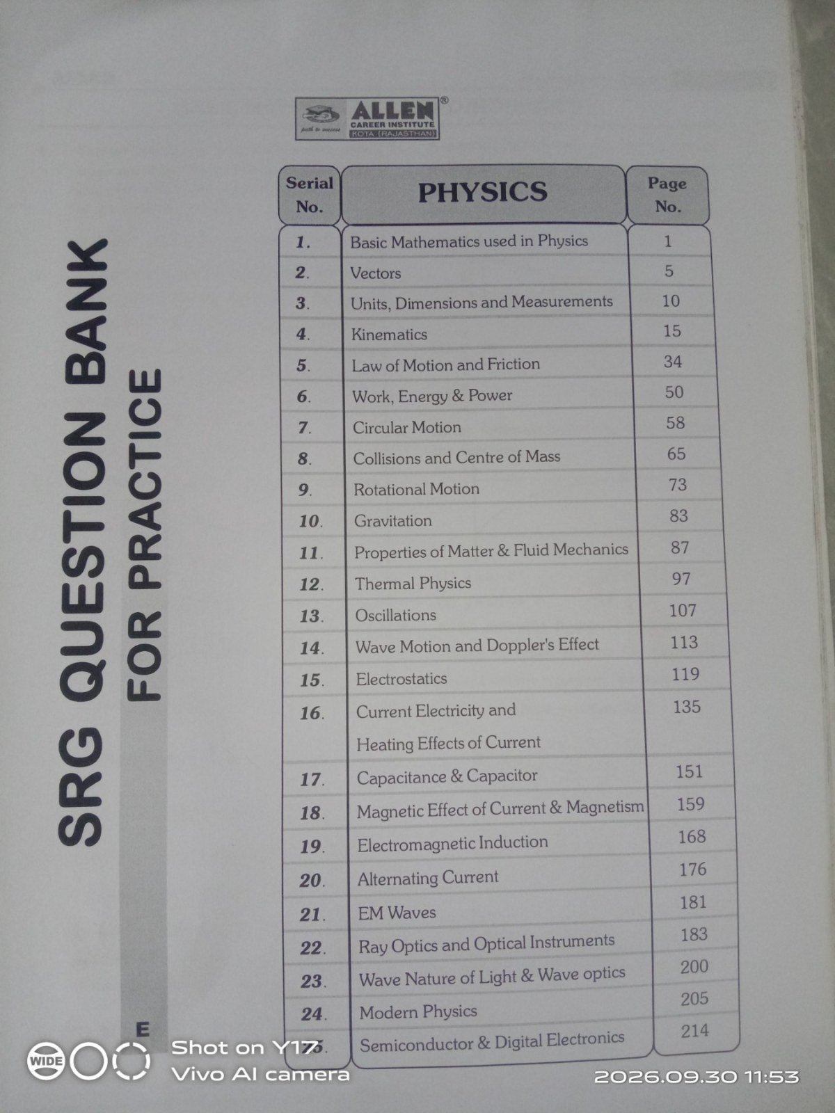 Srg question bank Allen physics - Second Hand - Bookaao