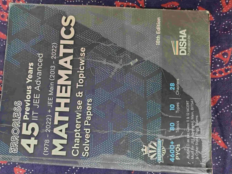 Buy Second Hand 45 years-JEE Mains+Adv-PYQs-Maths-Errorless-Disha in Bhopal - Bookaao