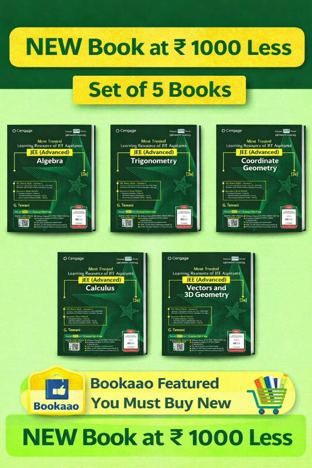 Cengage Mathematics Combo for JEE Advanced: Algebra + Calculus + Coordinate Geometry + Trigonometry + Vectors and 3D Geometry Set of 5 Books with Free Online Assessments & Digital Content